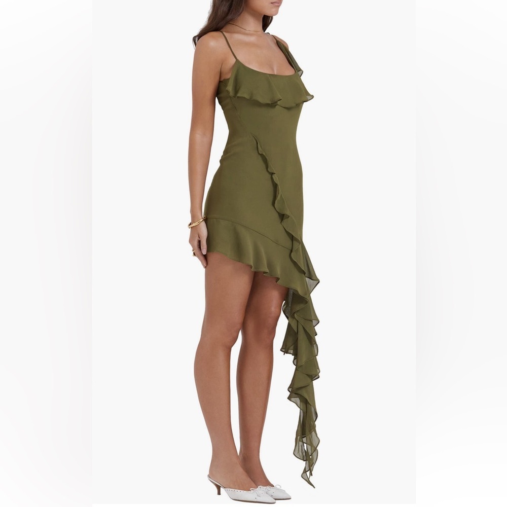 NWT House of CB Ruffle Drape Asymmetrical Mini - Picture 2 of 5